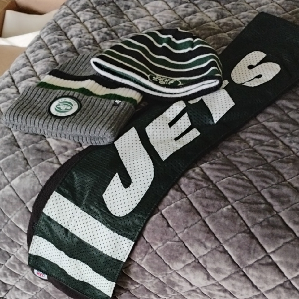 New York Jets Beanie & Scarf Set - Green, White, Gray